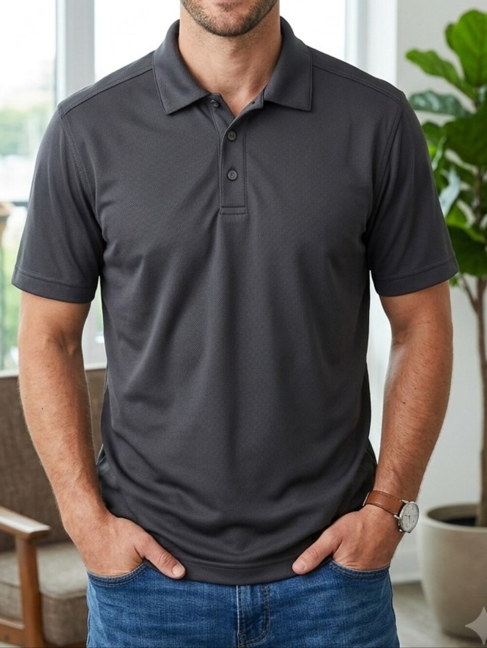 Bolle Polo Shirt Charcoal Gray Business Casual Office Collegiate Golf Large